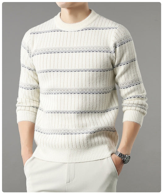 Suéter Grueso de Cuello Redondo para Hombre con Forro Polar y Textura de Visón Sintético - Image 20