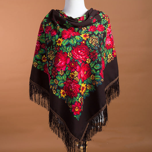 Foulard Cuadrado Étnico con Flecos - Abrigo Cálido y Elegante - Image 18