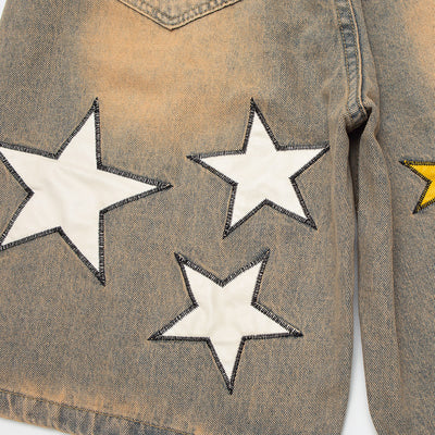 Shorts de Mezclilla con Parche Bordado Pentagrama para Hombre - Image 2