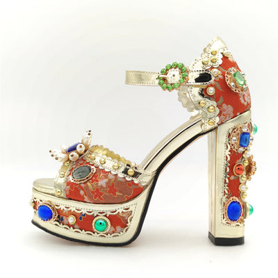 Sandalias Plataforma Baroque con Tacón Grueso y Pedrería para Mujer - Image 6