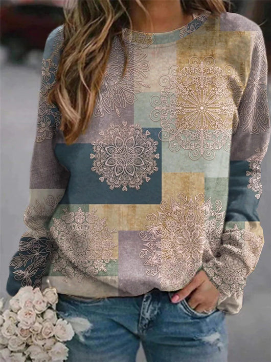 Sudadera Mujer Bloques de Color Cuello Redondo Manga Larga - Image 9