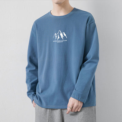 Camiseta de Algodón Manga Larga Suelta para Hombre - Image 46