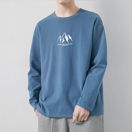 Camiseta de Algodón Manga Larga Suelta para Hombre - Image 46