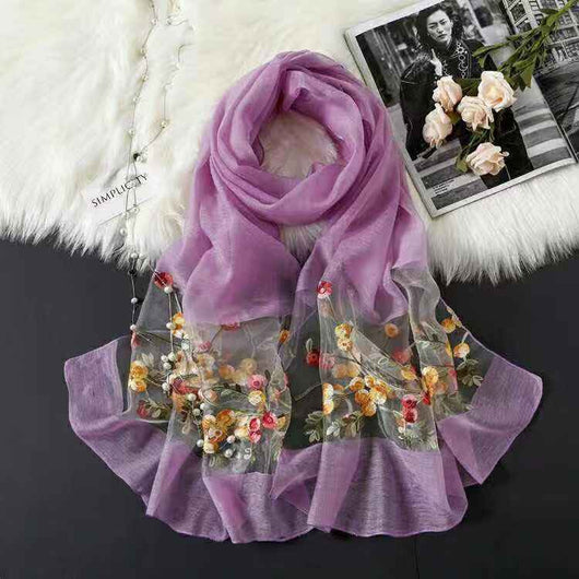 Pañuelo de Seda Bordado Elegante y Versátil para Mujer - Image 11