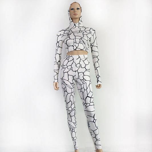 Conjunto de Yoga: Sudadera Corta + Leggings Estampados de Talle Alto - Image 2