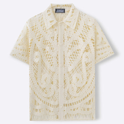 Cardigan Polo Tejido Hueco de Manga Corta para Hombre - Image 2
