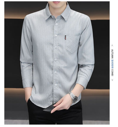 Camisa Slim Fit a Rayas Versátil para Joven - Image 27