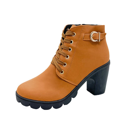 Botas Martin de Tacón Grueso con Hebilla Metálica para Mujer - Image 12