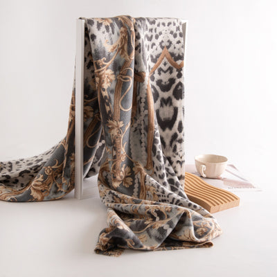 Bufanda de Cachemira Artificial con Estampado Leopardo para Mujer - Image 13