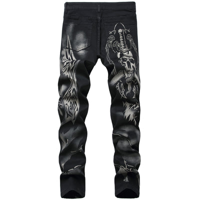 Pantalones Jeans Slim Fit Elásticos con Estampado Negro para Hombre - Image 2