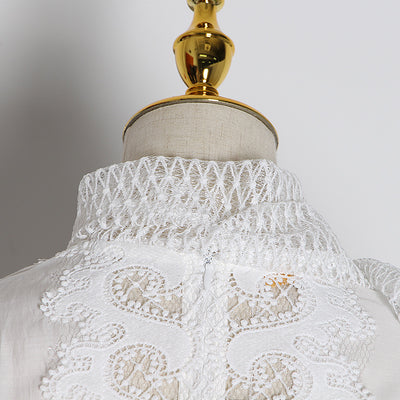 Camisa de Cuello Alto con Bordado Hueco - Estilo Profesional Reforzado - Image 13