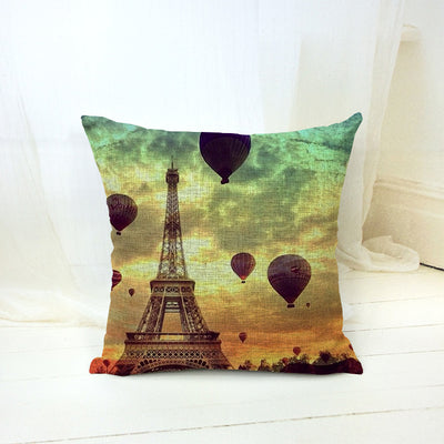 Cojín Decorativo de Algodón y Lino con Estampado de Globo Aerostático - Image 4