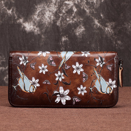Billetera de Cuero Genuino Vintage con Cierre de Cremallera para Mujer - Image 17