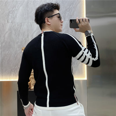 Suéter de Cuello Redondo a Rayas - Pullover Versátil para Hombre Joven - Image 42