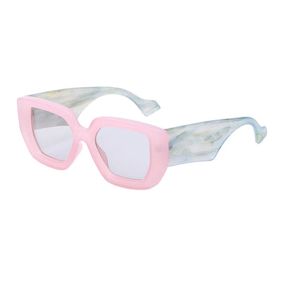 Cream wide leg sunglasses with a bold square frame and dark lenses, perfect for fashion wear and sun protection. - Image 12