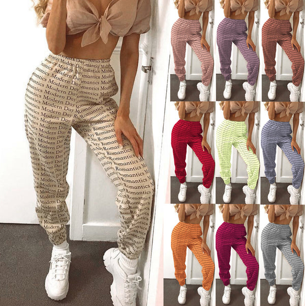 Pantalones Anchos Estilo Urbano con Estampado de Letras y Amarre