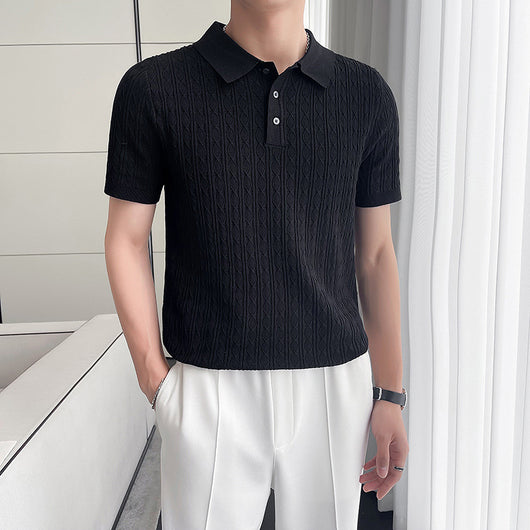Camiseta Ejecutiva Jacquard de Manga Corta para Hombre - Image 14