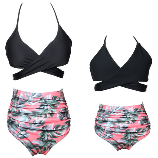 Traje de Baño Coordinado Mamá e Hija con Cintura Alta y Volantes Estampado - Image 16