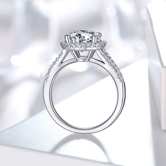 Anillo de Bodas Lujo Grupo Plata con Incrustaciones y Diseño Redondo - Image 3