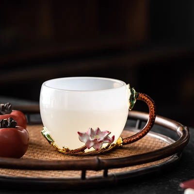Taza de Té Jade Porcelana Blanca con Esmalte Colorido - Image 7