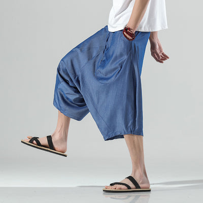 Pantalones Anchos Estilo Chino de Seda Hielo para Hombre - Talla Grande Holgada - Image 8