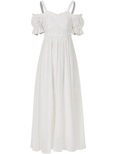 Vestido Falda Blanca con Bordado Floral Campánula - Image 10