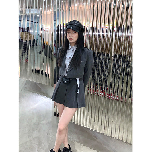 Blazer Corto Gris Oscuro para Mujer Primavera - Image 5