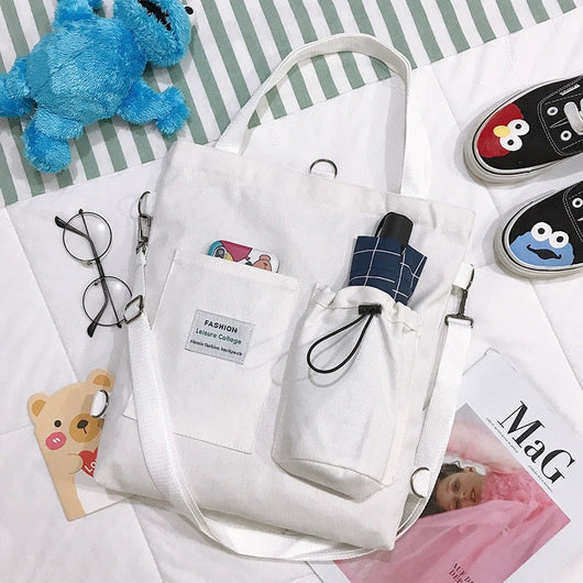 Mochila Estilo Harajuku con Bolsillos - Bolsa de Lona para Estudiantes y Mujeres - Image 8