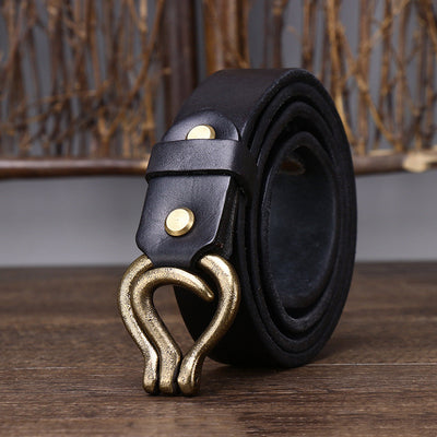 Cinturón de Cuero Genuino Curtido Vegetal Estilo Retro para Hombre - Image 2