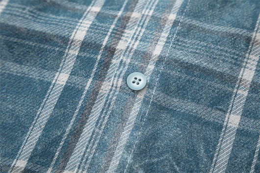 Camisa Casual Hombre Verano Cuadros Manga Corta Diseño Desgastado - Image 7