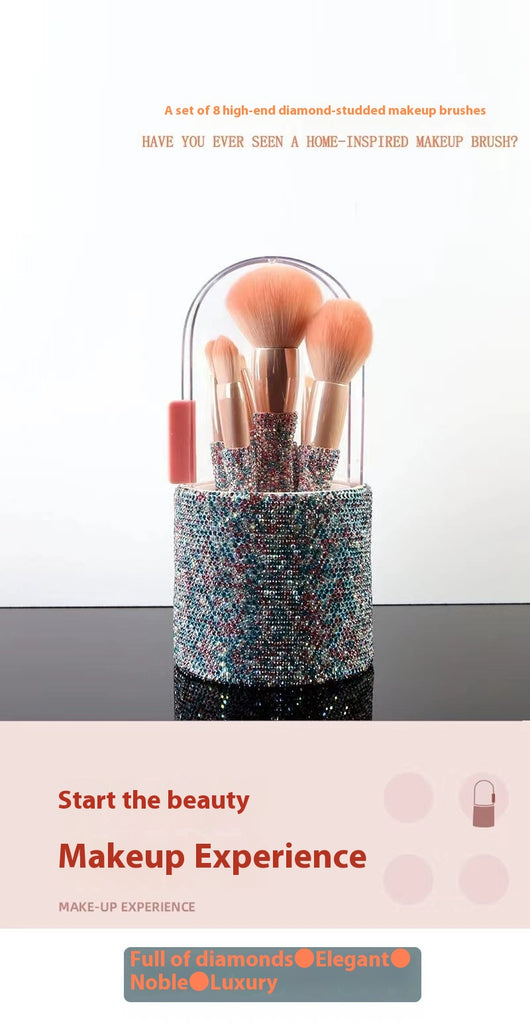 Set de 8 Brochas de Maquillaje Lujo con Diamantes Incrustados - Image 12