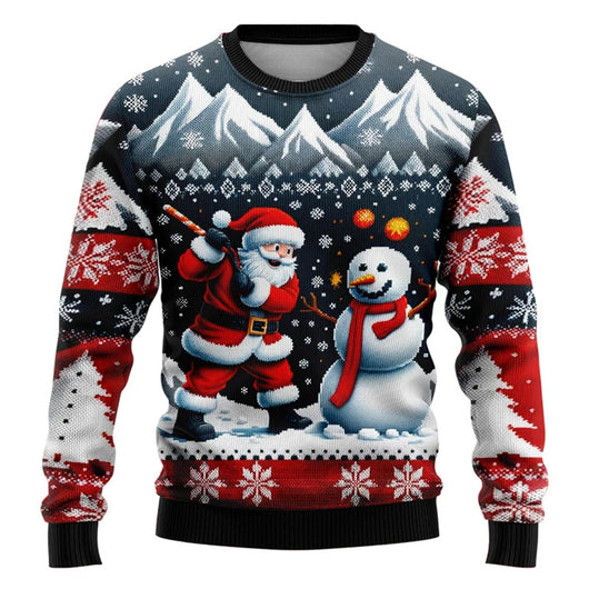 Suéter Navideño Muñeco de Nieve Estampado para Fiestas Cuello Redondo - Image 15