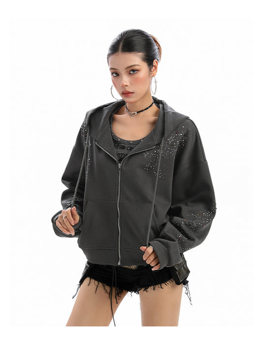 Cardigan con Capucha y Strass para Mujer - Sudadera Brillante con Cierre - Image 12