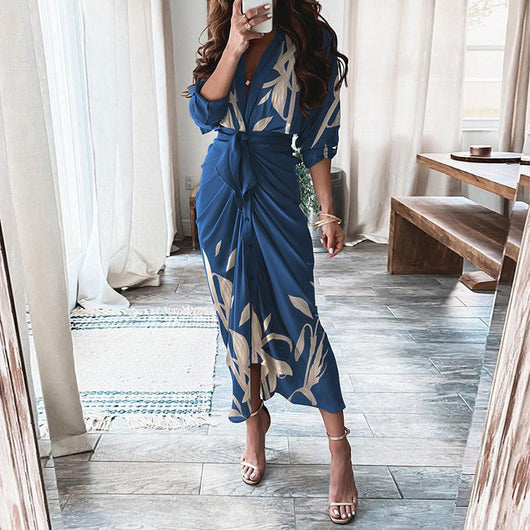 Vestido Camisero con Cordones Europeo Elegante de Manga Larga - Image 8