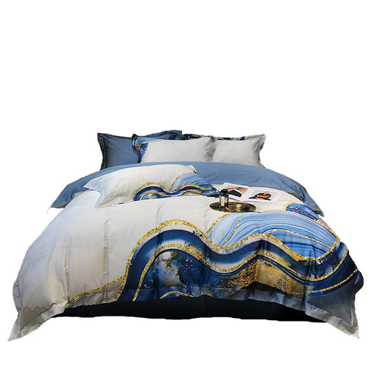Juego de Cama Algodón Estampado Diseño Abstracto de 4 Piezas - Image 7