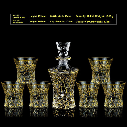 Juego de Copas de Cristal para Whisky y Vino con Detalles Dorados - Image 19