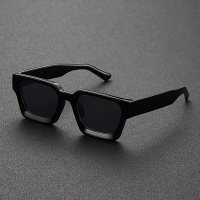Olive green rectangular sunglasses with dark gray lenses, featuring a thick, modern frame design.