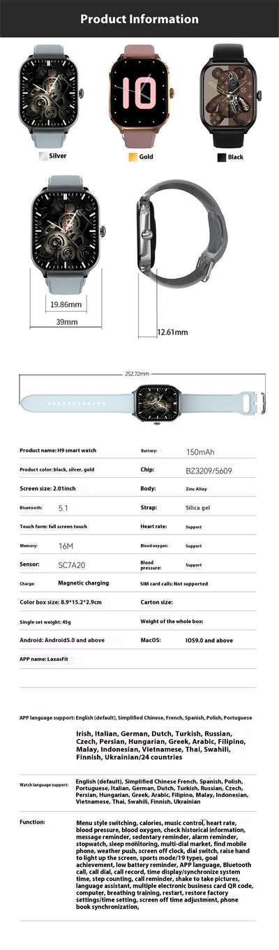 Reloj Inteligente H9 con Llamadas Bluetooth, Isla Dinámica y Recordatorios - Image 12