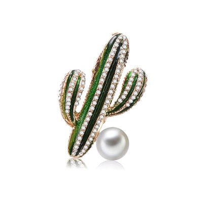 Broche Cactus Perla con Brillantes - Accesorio Versátil y Deslumbrante - Image 9