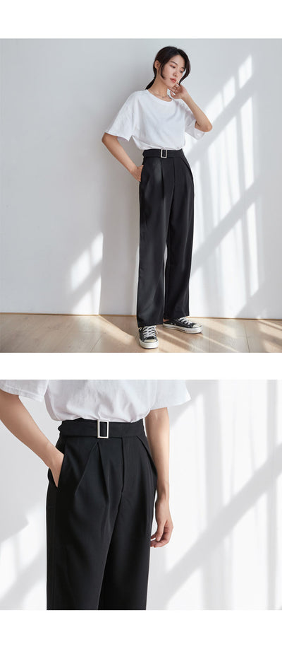 Pantalón Recto Cintura Alta Ajustable Estilo Coreano para Mujer - Image 7
