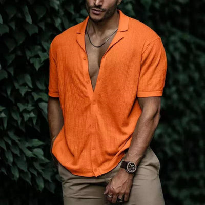 Cardigan Suelto de Manga Corta Color Liso para Hombre - Image 8