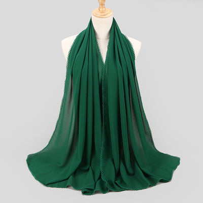 Pañuelo Elegante de Encaje Monocromático y Gasa Perlada para Mujer - Image 21