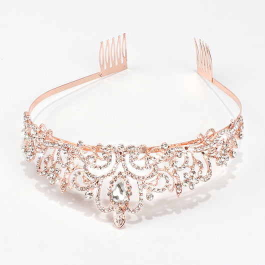 Corona Tiara Princesa con Peine de Diamantes para Novia y Fiestas - Image 4