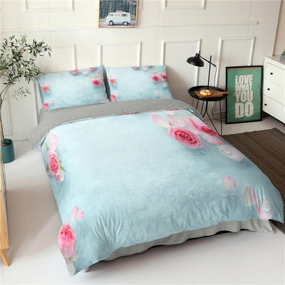 Juego de Cama Tres Piezas Serie Flores Rosa - Impresión Digital - Image 11