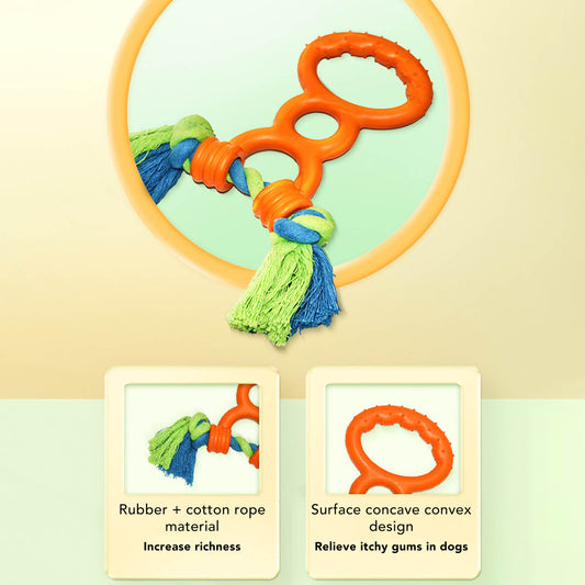 Juguete de Cuerda y Anillo de Goma para Perros - Limpieza Dental y Entrenamiento