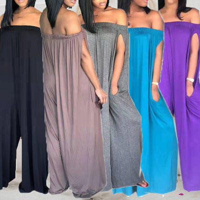 Jumpsuit Holgado de Un Hombro Talla Grande sin Mangas - Image 2