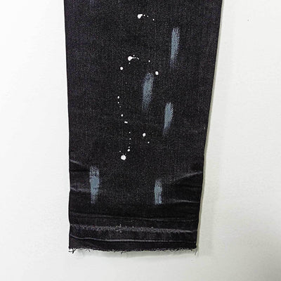 Jeans Rectos Rotos con Efecto Paint Splash y Stretch para Hombre - Image 16