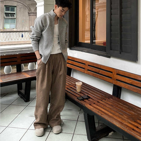 Pantalones Casuales Holgados a Rayas Contraste para Hombre