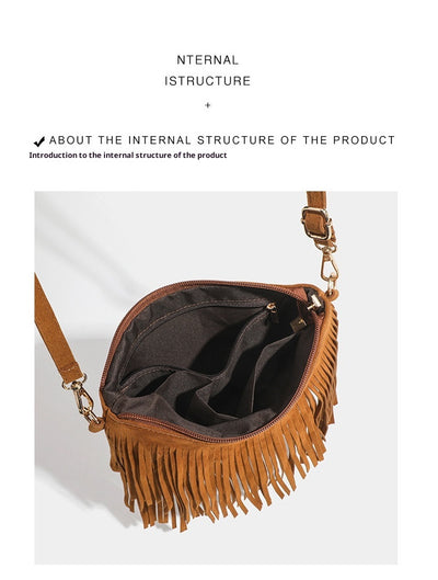 Bolso Mensajero Vintage con Borlas y Acabado Mate - Image 8