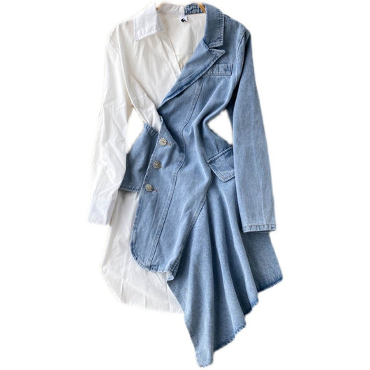 Vestido Camisero Denim con Costuras Irregulares - Image 5
